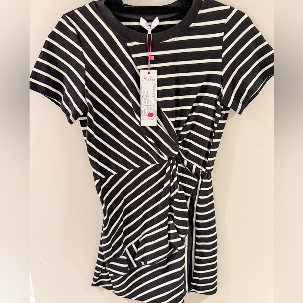 Parker Black and White Striped casual dress